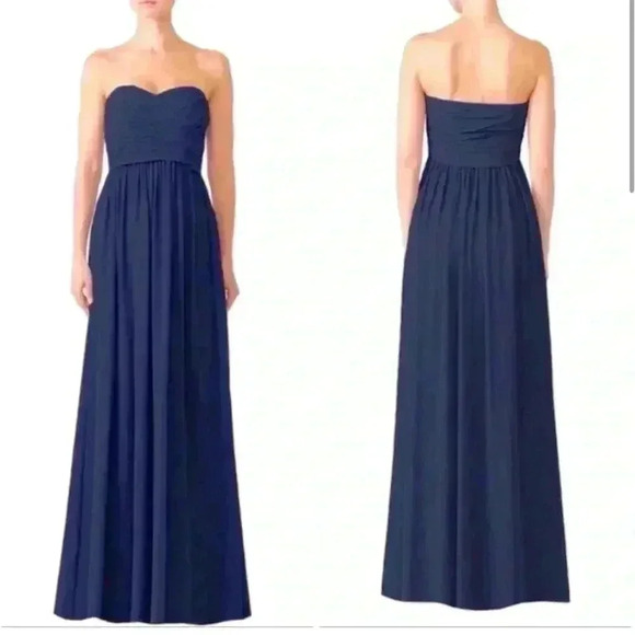 Monique Lhullier Madeline bridesmaid Navy Blue Gown Size 4 - Picture 2 of 3